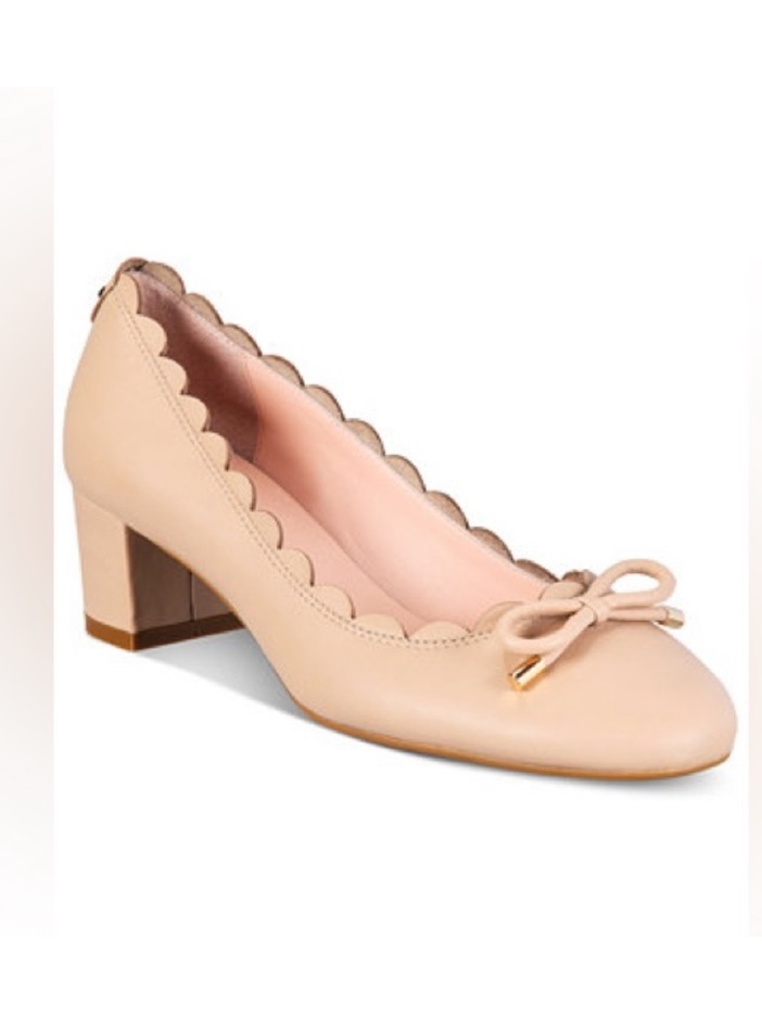 Like Brand New!Kate Spade Ny Yasmin Nude Scallop Edged Shoes Bow Details Size 6